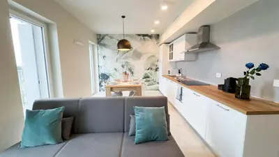 Cucina o angolo cottura di Fairmont Seafront Acquamarine Suite by CaSa Check