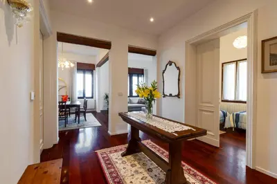 Area soggiorno di Palazzo Boito Luxury Apartment on Lido with Venice view