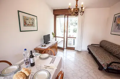 TV o dispositivi per l'intrattenimento presso Seaside happiness flat and shared pool in Rosolina
