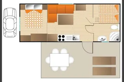 Planimetria di Feriendorf Oasi Mobilehome Maui für 5 Personen