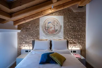 Letto o letti in una camera di Borgo Paolin - Camere in vigna