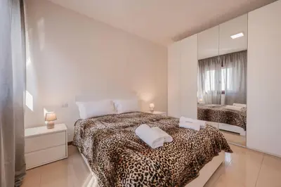 Letto o letti in una camera di Unico Apt 8, 4 ospiti, parcheggio gratis, 10 minuti da Venezia