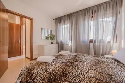 Letto o letti in una camera di Unico Apt 8, 4 ospiti, parcheggio gratis, 10 minuti da Venezia