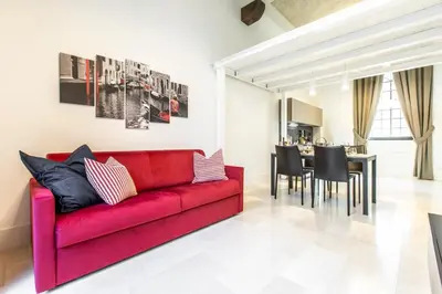 Area soggiorno di Elegant Fornasa Vecia, canal view with a beautiful garden R&R