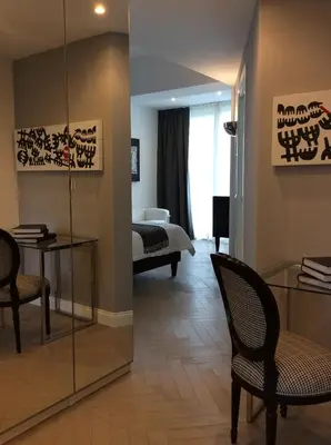 Letto o letti in una camera di Villa Fiorentino