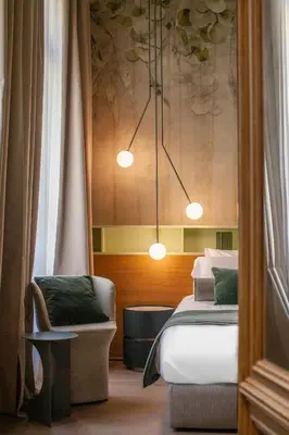 Letto o letti in una camera di Palazzo Pianca