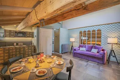 Area soggiorno di Corte Rubbi 10 Luxury Three-bedroom apartment -Dimora Italia -