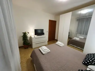 Letto o letti in una camera di 12 minuti da Venezia appartamento con parcheggio