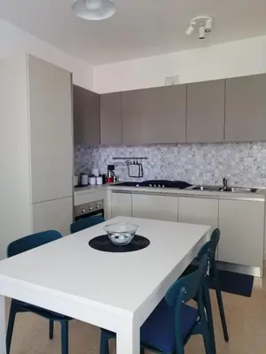 Cucina o angolo cottura di Orizzonte Marino Blu-vacanza ricca di colori