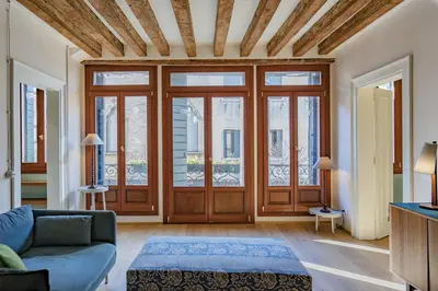 Area soggiorno di Ca' Delle Vele Charming Apartment in Dorsoduro